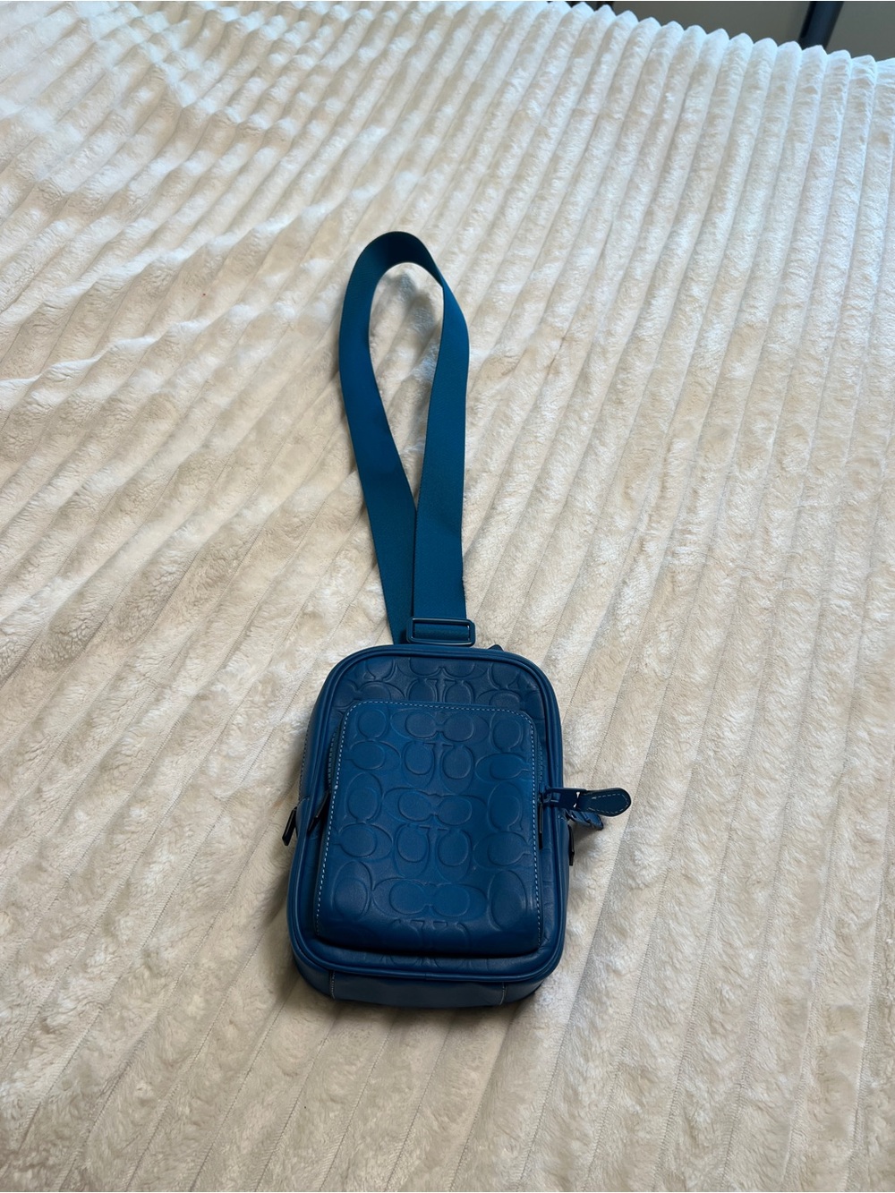 Coach teal Signature-Pattern Crossbody Bag